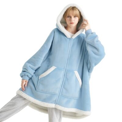 GentleSoft Sherpa Fleece Zippered Short Wearable Blanket Hoodie