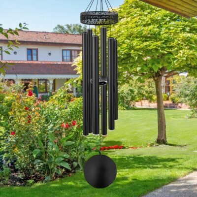 ASTARIN 48'' Wind Chimes for Outside Deep Tone - Large Wind Chimes with 6 Heavy Tubes, Black