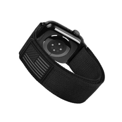 Tefeca Fortitude Series Standard Wide Hook and Loop Band for Apple Watch /Apple Watch Ultra  Black patriot 44/45/46/49mm