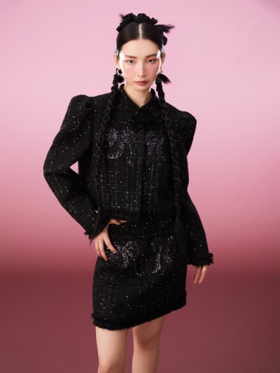 MUKZIN  Puff Sleeve Popular Black Temperament All-match Coat