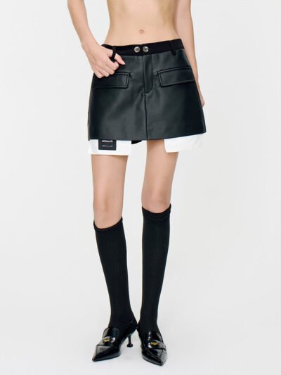 MUKTANKMODULER Pocket Patchwork Black and White Skirt