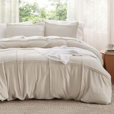 GentleSoft Striped Tufted Embroidery Duvet Cover Set