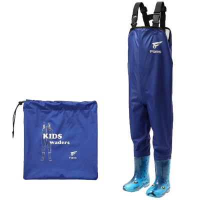 Kids Waterproof Fishing Waders Blue Color