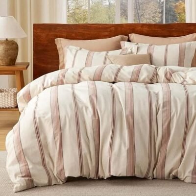 GentleSoft 100% Cotton Stripe Textured Jacquard Duvet Cover Set