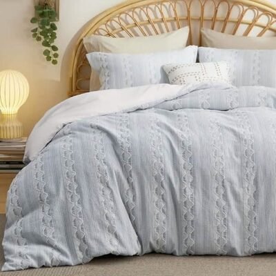 GentleSoft 100% Cotton Diamond Wave Jacquard Duvet Cover Set