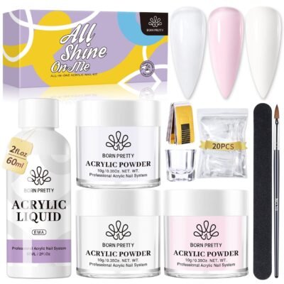 3 Colors Acrylic Powder Kit Clear White Pink 10g