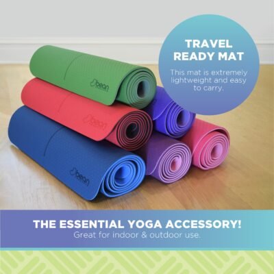 SuperLite TPE Yoga Mat - Laser Symmetry Line with Energy Centering Mandala, Extra Thick Cushioned Comfort and Textured Grip Surface