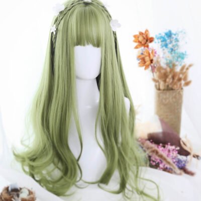 Sage Green Extra Long with Wavy Ends Lolita Wig