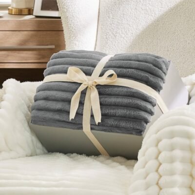 GentleSoft Jacquard Stripes Shaggy Sherpa Blanket