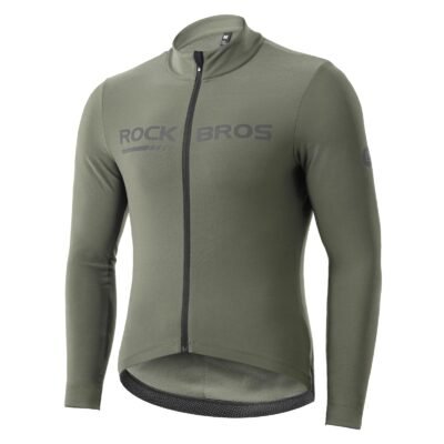 ROCKBROS Men's Long Sleeve Cycling Jersey with full zipper rear pockets perfect fit for outdoor sports