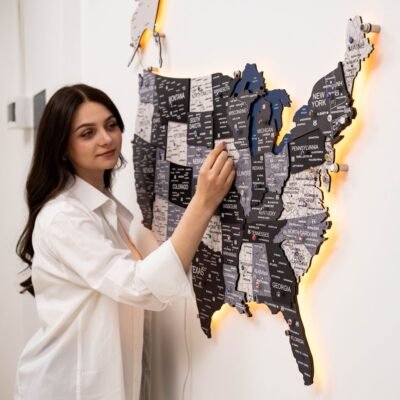 Wooden 3d LED Map of USA - Nordik