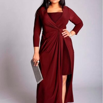 Micha Plus Size Gown in Ruby (Made To Order)