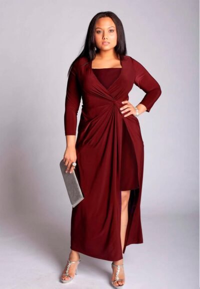 Micha Plus Size Gown in Ruby (Made To Order)