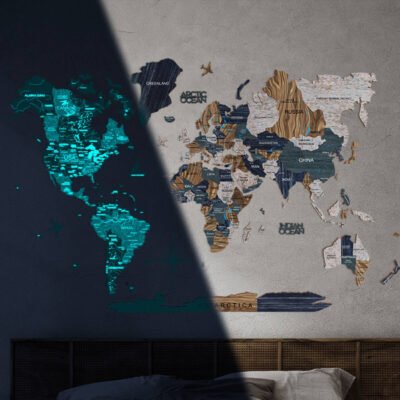 3D Luminous/Magnetic Colored Wooden World Map Mystery