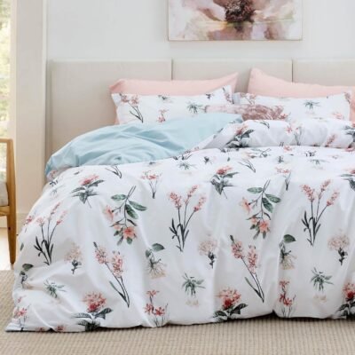 GentleSoft 100% Cotton Reversible Floral Duvet Cover Set