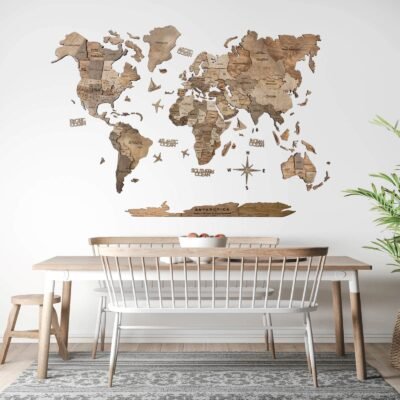 3D Wooden World Map Terra (for US only)