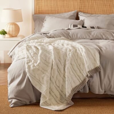 GentleSoft Cable Chenille Chunky Knit Throw Blanket