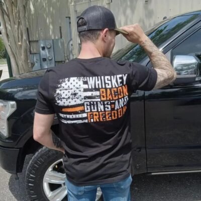 Whiskey, Bacon, Guns, and Freedom Short Sleeve T-Shirt