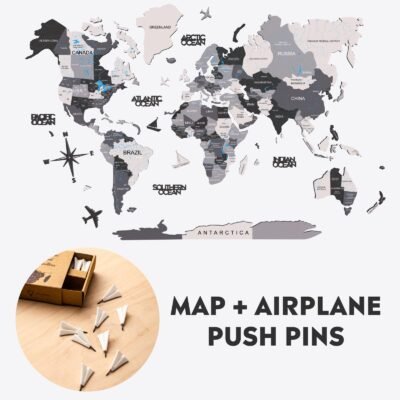 Bundle: Colored Map and Airplanes Pins