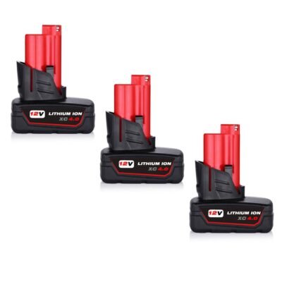 For Milwaukee 12V 4.0Ah Battery Replacement  M12 Li-ion Battery 3 Pack