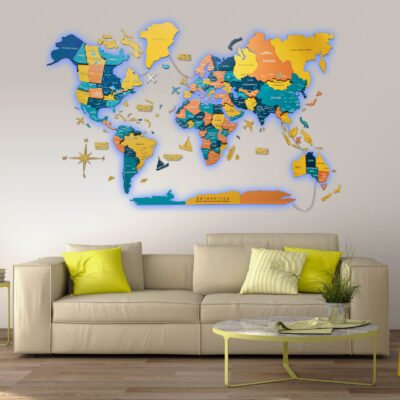3D LED / LUMINOUS Wooden World Map 3.0 Indie