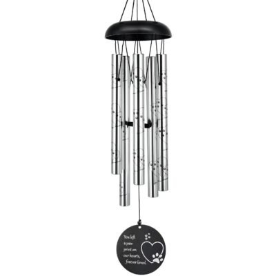 Pet Memorial Series - Wind Chimes 30 Inch in Memory of Lossed Love for Pets Silver 5 Tubes