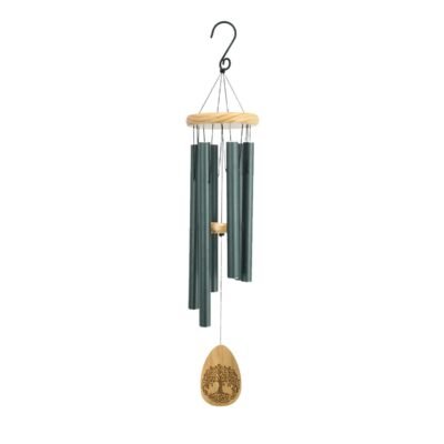 Pinewood 30 Inch Wind Chimes with Lifetree Drop Style Windcatcher, Green