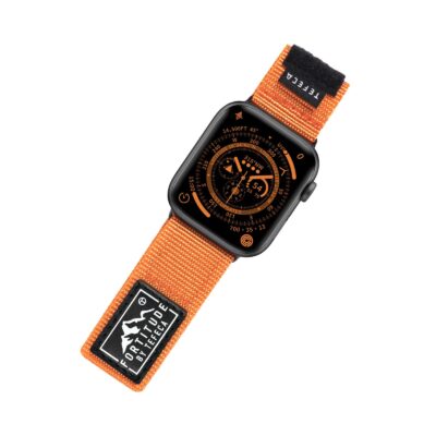 Tefeca Fortitude Series Standard Wide Hook and Loop Band for Apple Watch /Apple Watch Ultra|  Light Orange Nylon