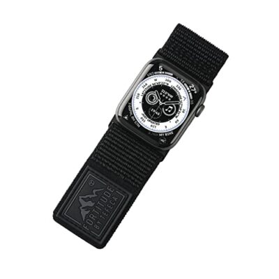 Tefeca Fortitude Series Ultra Wide Hook and Loop Band for Apple Watch /Apple Watch Ultra | Black Stretchy Woven Nylon