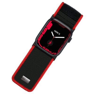 Tefeca Fortitude Series Ultra Wide Hook and Loop Band for Apple Watch /Apple Watch Ultra  Ultra Wide Nylon Label Red USA Flag   44/45/46/49mm