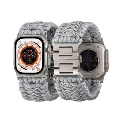 Tefeca Titan Series Paracord Band Compatible with Apple Watch (Gray 49/46/45/44mm)