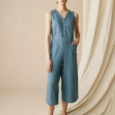 100% Linen V-Neck Jumpsuit URIELLE