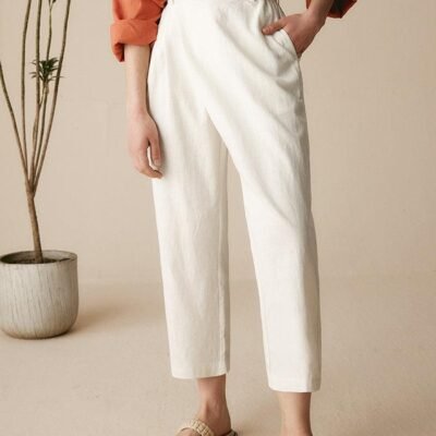 Linen Tailored Cropped Trousers CECILIA