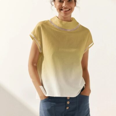 Linen Cutout Turtleneck Top QUINN
