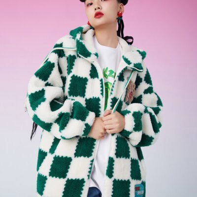 MUKZIN Plush Fur Plaid Green White Coat CNY “year of the tiger” Edition