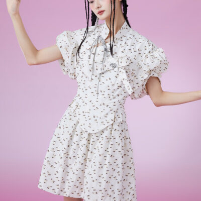 MUKZIN Sweet Puff Sleeve Polka Dot Fashion Dress