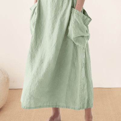 100% Linen Elastic Waist Skirt MARINA