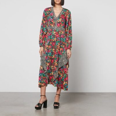 Never Fully Dressed Floral-Print Satin Midi Dress