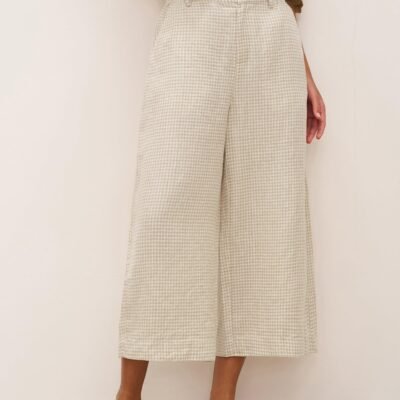 100% Linen Wide-Leg Pants with Elastic Back DILYS