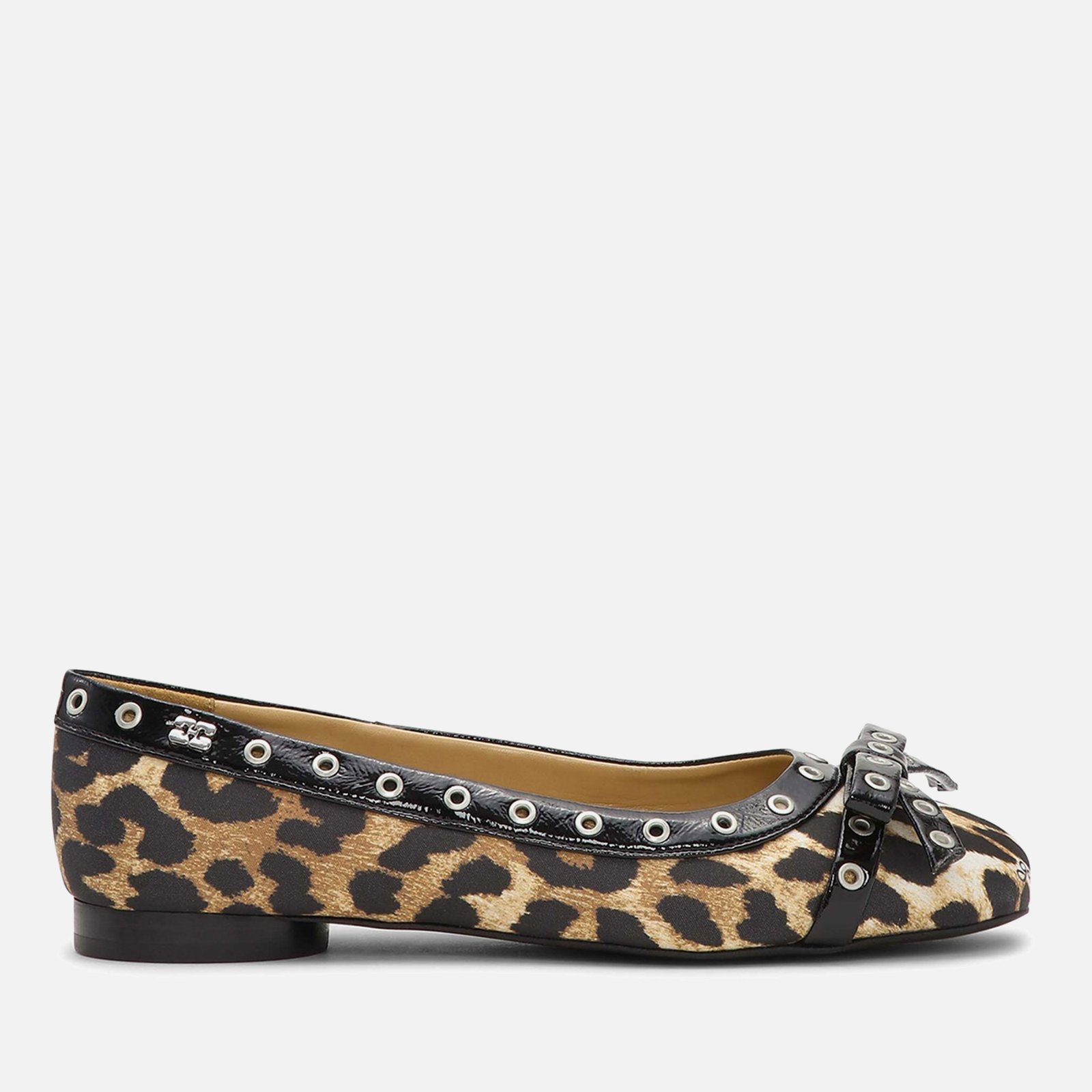 Ganni Women's Eyelets Bow Faux Leather Ballet Flats