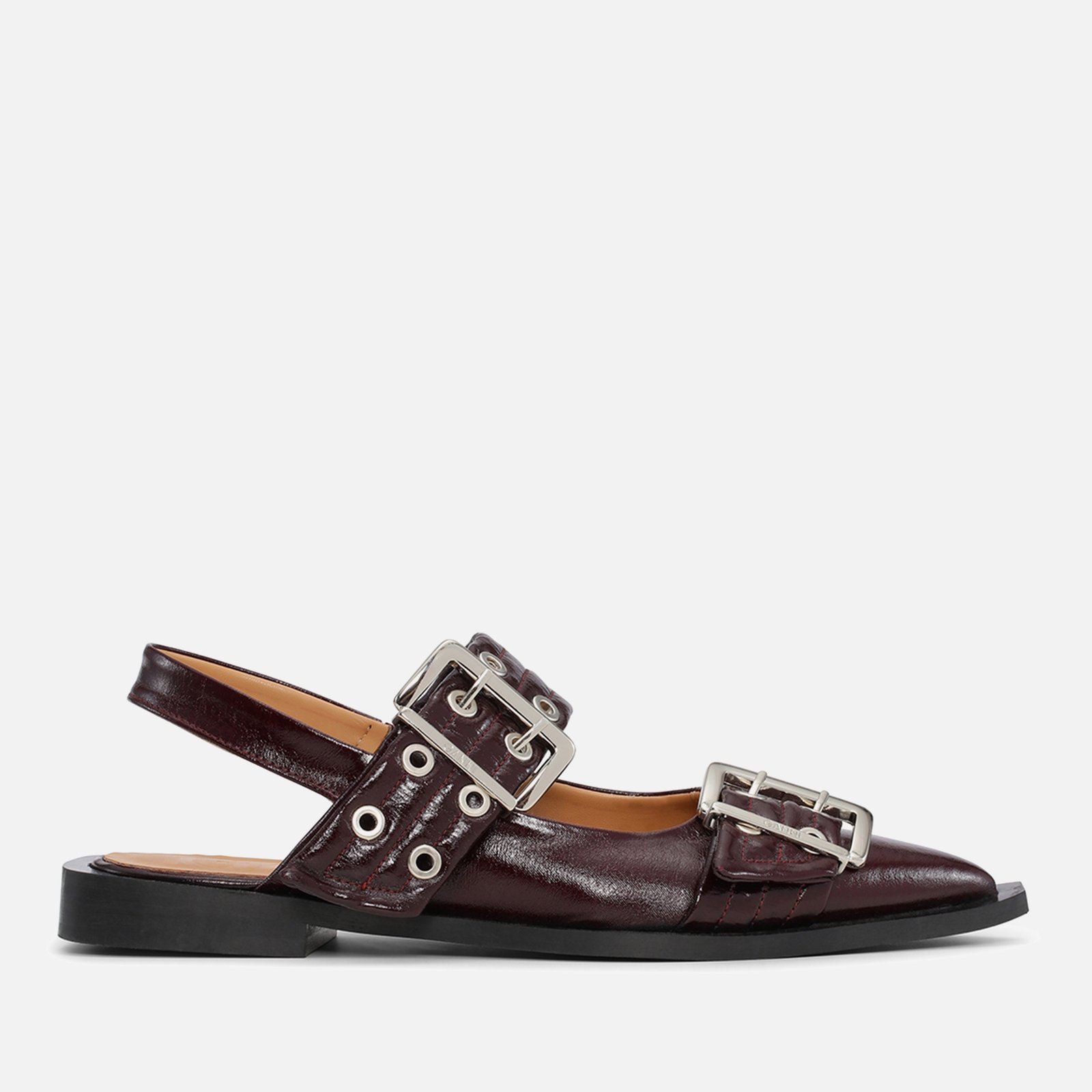 Ganni Women's Feminine Buckle Faux Leather Flats