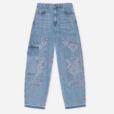 Ganni Broderie Anglaise Denim Carpenter Jeans