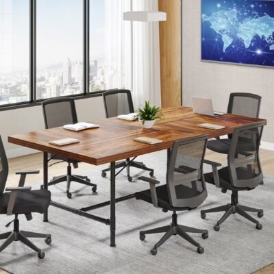 6FT Conference Table, 70.8" Rectangle Training Table Boardroom Desk