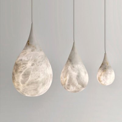 Cleo Teardrop Alabaster Pendant, Kitchen Island Pendant Lamp Fixture