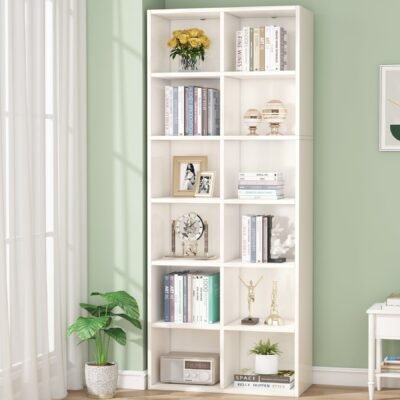 70.9" Bookcase, Modern Bookshelf with 12 Cube Storage