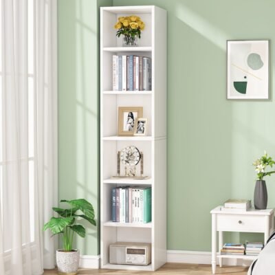 70.9" Corner Bookcase, Modern 6-Tier Narrow Cube Display Shelves