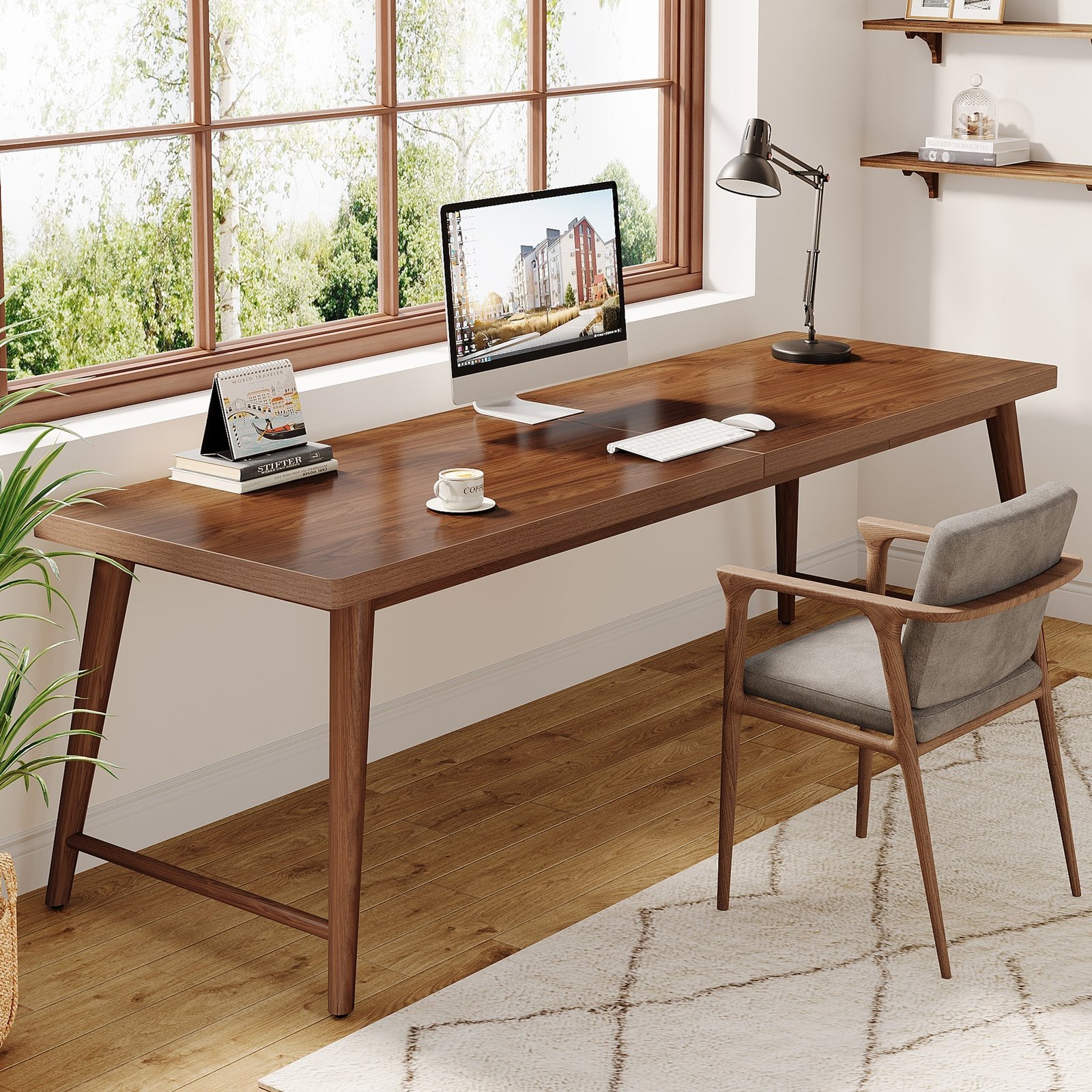 2-Person Computer Desk, 78.7" Executive Desk Study Work Table