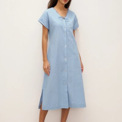 Linen Ladder Tie Simple Dress TAMARA