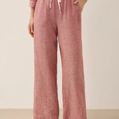 100% Linen Elastic Waist Straight-Leg Trousers JOURDAN