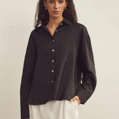 100% Linen Classic Collar Base Shirt JENNA